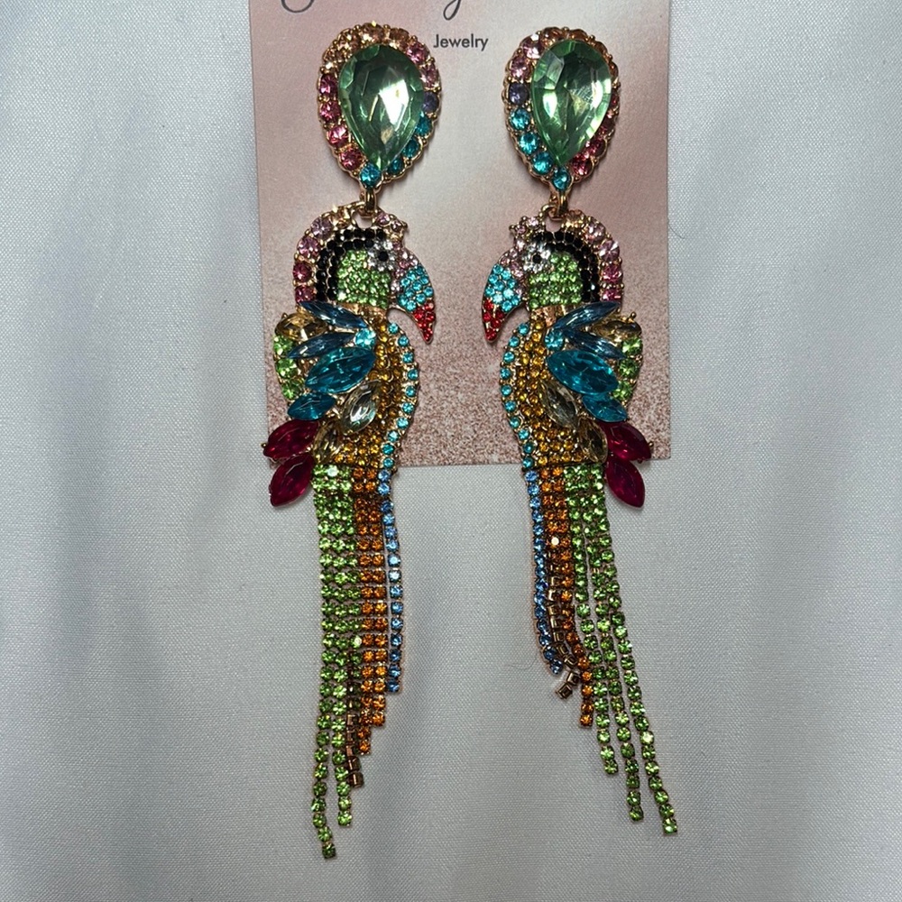 Colorful Crystal Parrot Earrings